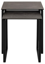 Load image into Gallery viewer, Katrine Ceramic Coffee Table Set in Black With Metal Base 50x50cm
