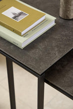 Load image into Gallery viewer, Katrine Ceramic Coffee Table Set in Black With Metal Base 50x50cm
