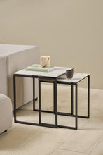 Load image into Gallery viewer, Katrine Ceramic Coffee Table Set in White With Metal Base 50x50cm
