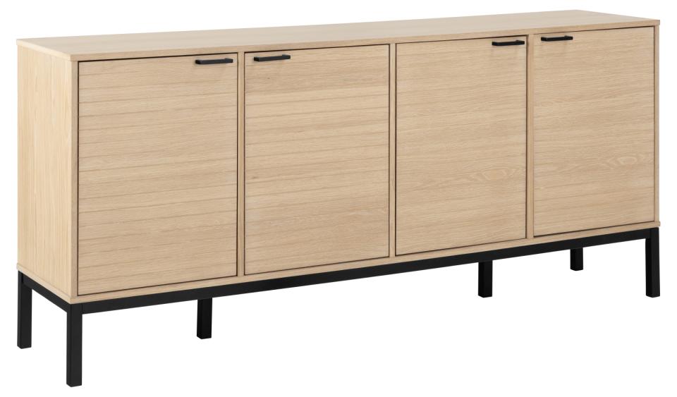 Beige sideboard with four doors on a white background