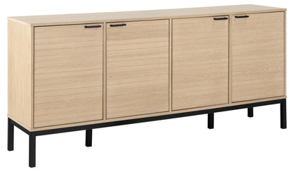 Beige sideboard with four doors on a white background