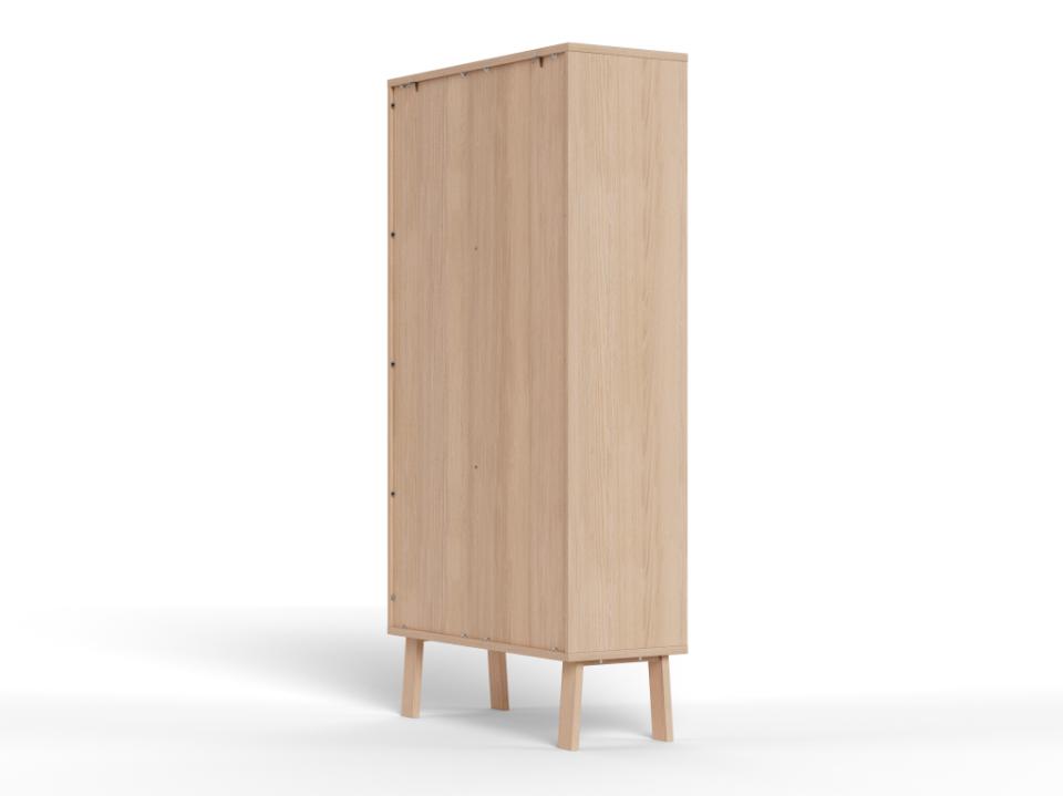 Rear view of a wooden cabinet on a white background