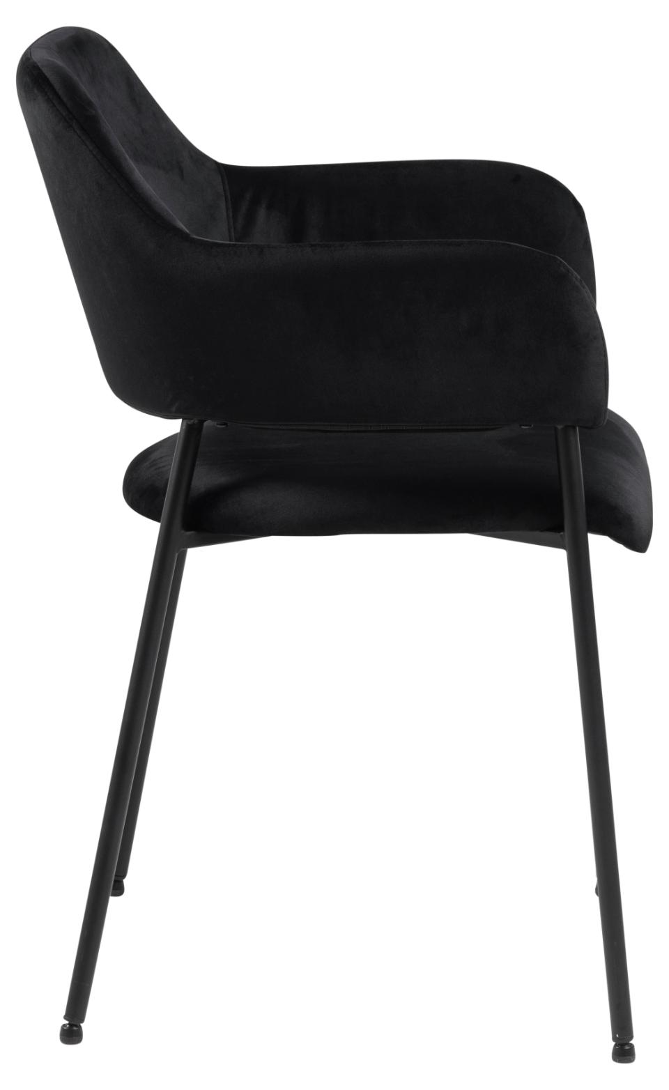 Lima Luxurious Black Fabric Dining Chair, Set Of 2 Velvet Upholstered Chairs With A Solid Metal Base
