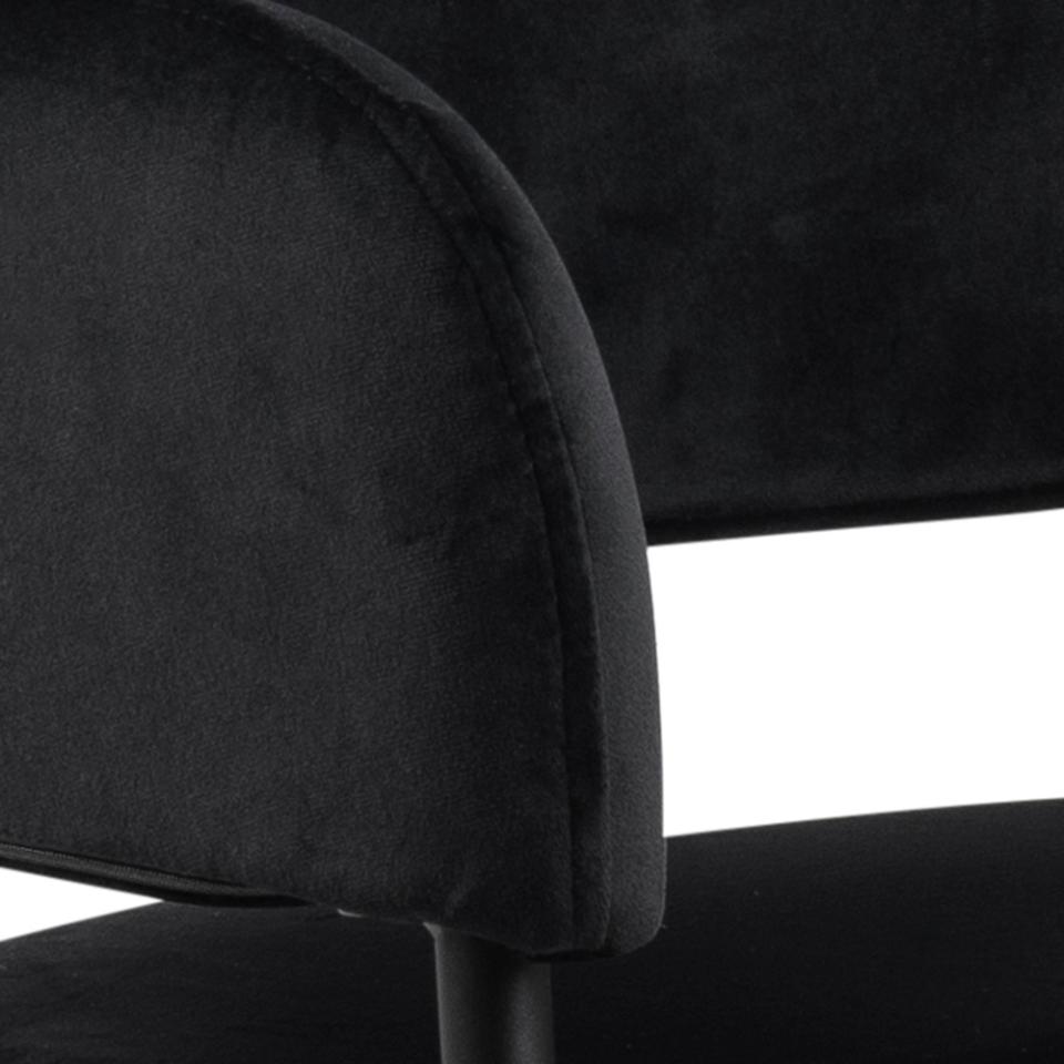 Lima Luxurious Black Fabric Dining Chair, Set Of 2 Velvet Upholstered Chairs With A Solid Metal Base