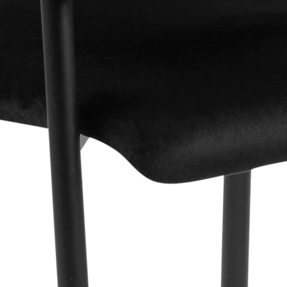 Lima Luxurious Black Fabric Dining Chair, Set Of 2 Velvet Upholstered Chairs With A Solid Metal Base