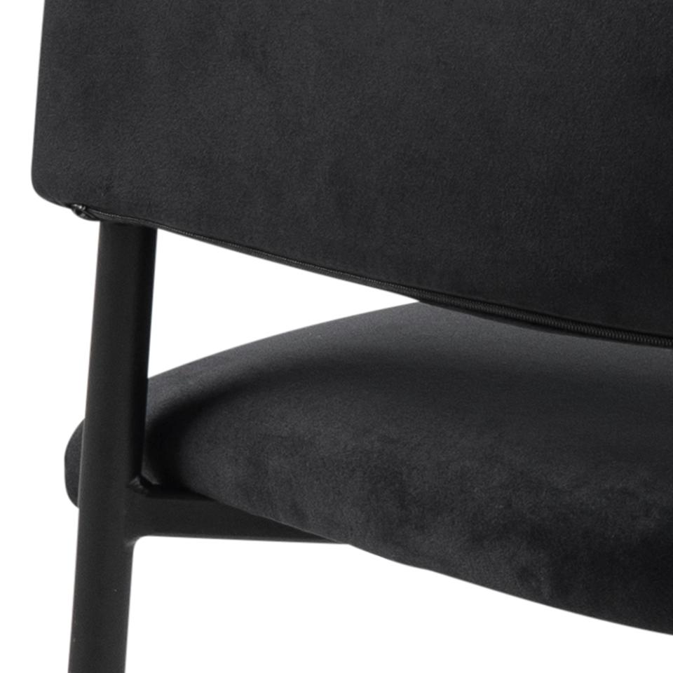 Lima Luxurious Black Fabric Dining Chair, Set Of 2 Velvet Upholstered Chairs With A Solid Metal Base