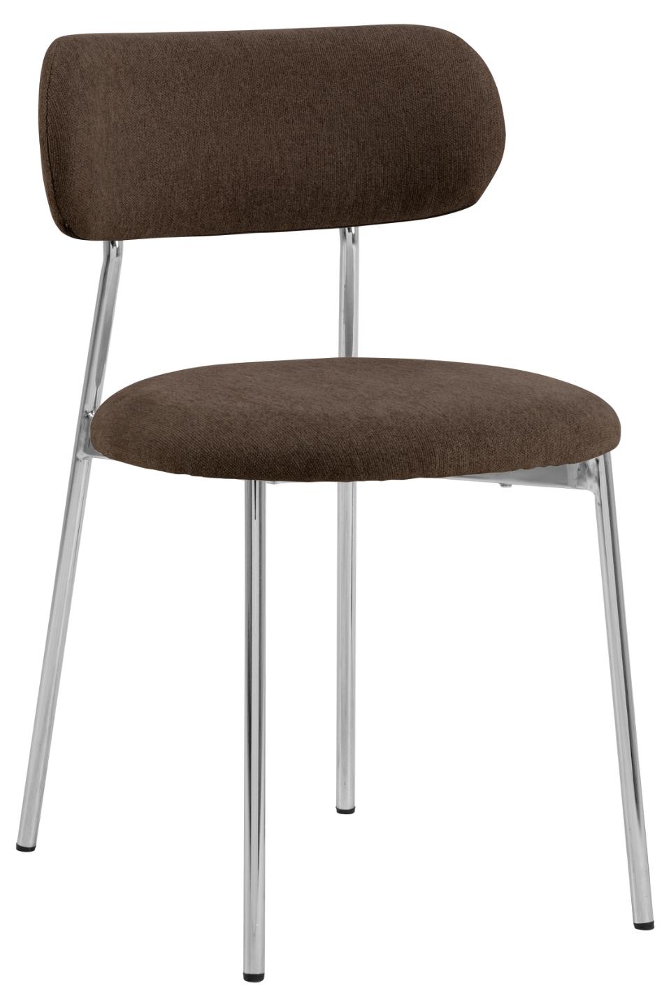 Lyric Brown Apia Comfort Fabric Dining Chair With Chrome Legs, Set Of 2 Chairs