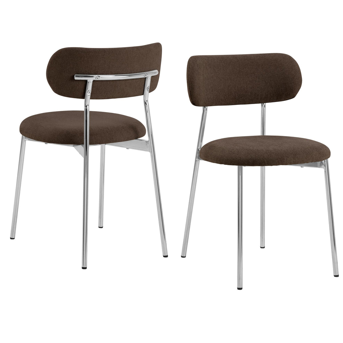 Two brown chairs with metal legs on a white background