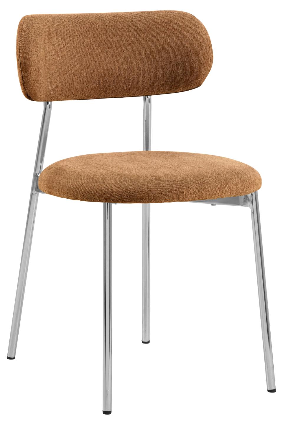 Lyric Terracotta Apia Comfort Fabric Dining Chair With Chrome Legs, Set Of 2 Chairs