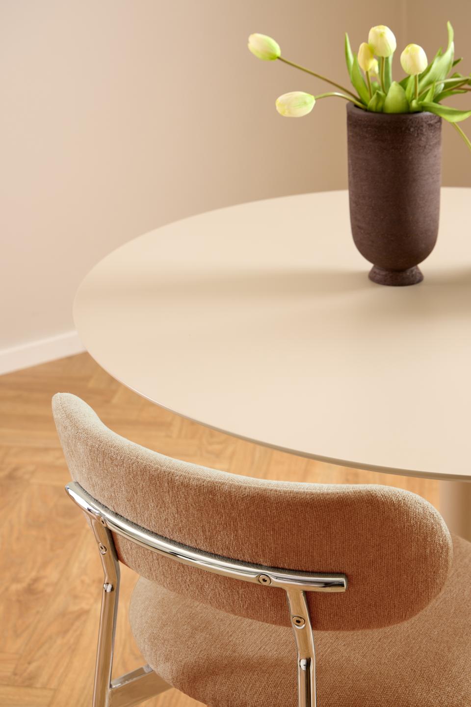 Lyric Terracotta Apia Comfort Fabric Dining Chair With Chrome Legs, Set Of 2 Chairs