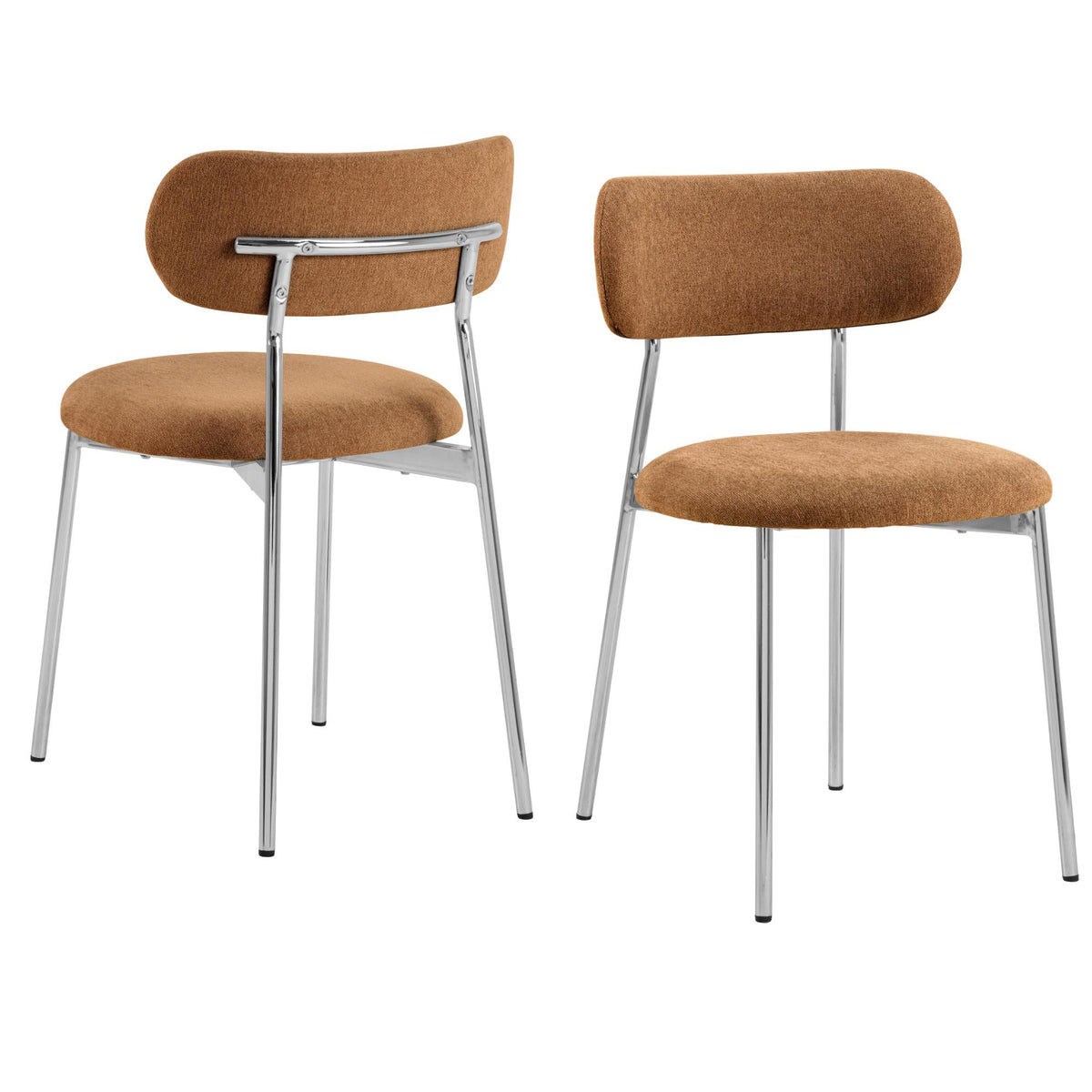 Lyric Terracotta Apia Comfort Fabric Dining Chair With Chrome Legs, Set Of 2 Chairs