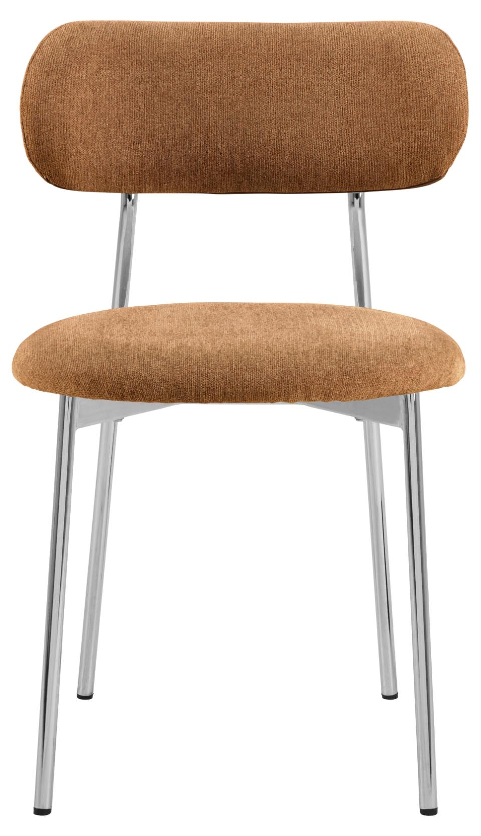 Lyric Terracotta Apia Comfort Fabric Dining Chair With Chrome Legs, Set Of 2 Chairs