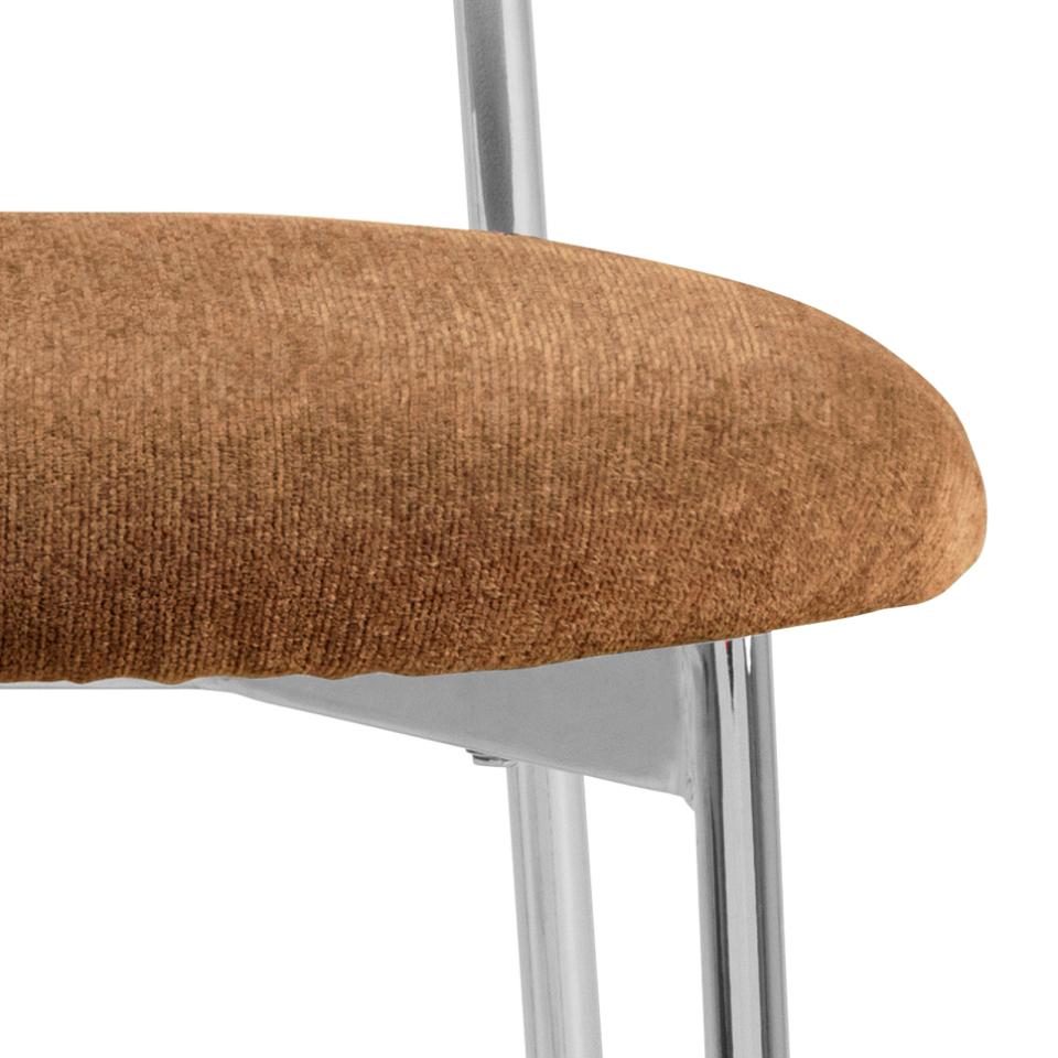 Lyric Terracotta Apia Comfort Fabric Dining Chair With Chrome Legs, Set Of 2 Chairs