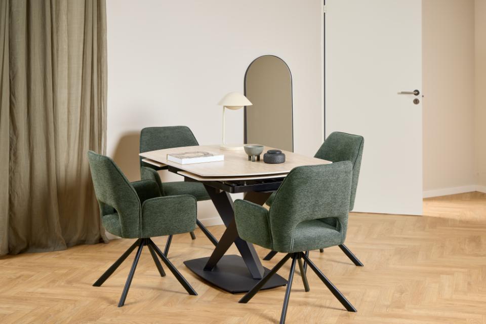 Morella Oval Extending Dining Table in Sand Ceramic 120 To 180cm