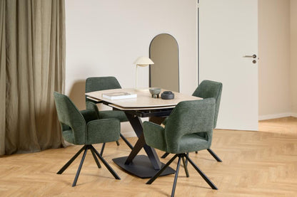 Morella Oval Extending Dining Table in Sand Ceramic 120 To 180cm