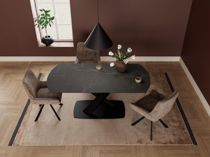 Morella Oval Extending Dining Table in Black Ceramic 120 To 180cm