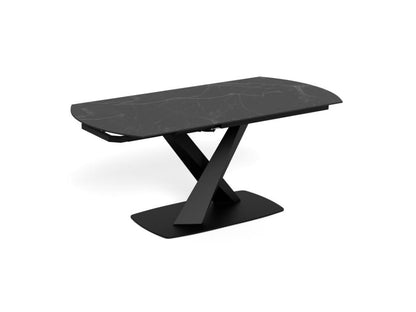 Morella Oval Extending Dining Table in Black Ceramic 120 To 180cm