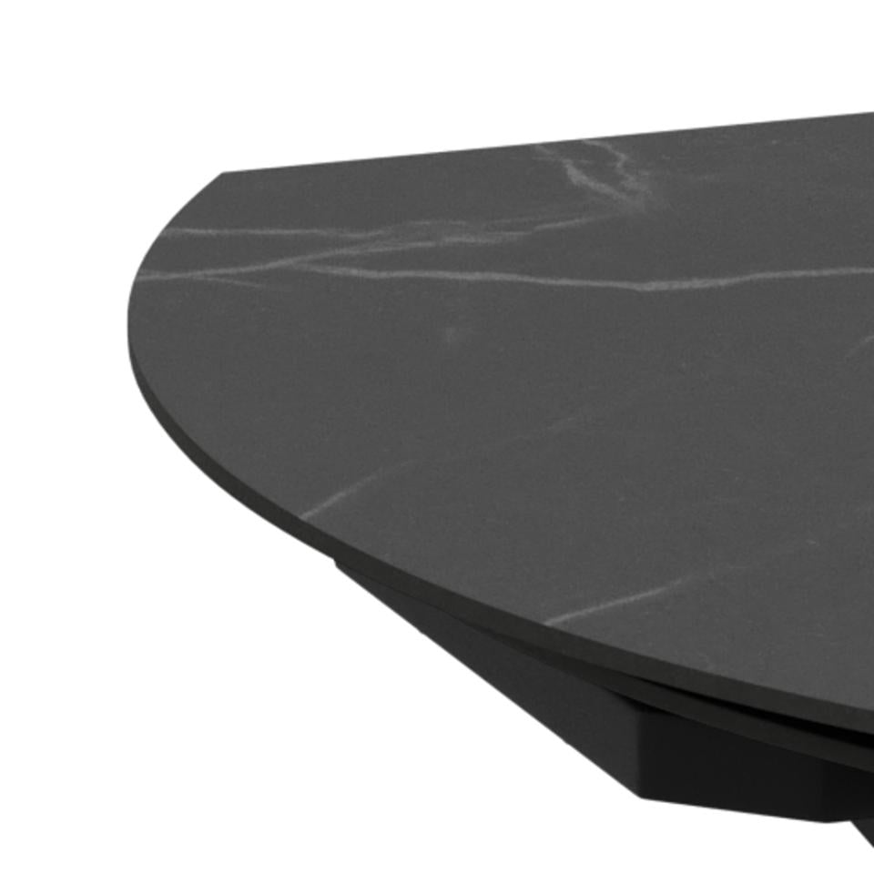 Morella Oval Extending Dining Table in Black Ceramic 120 To 180cm