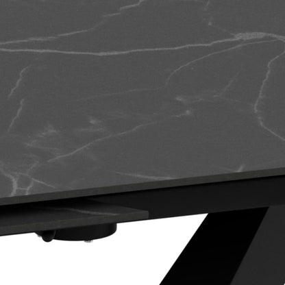 Morella Oval Extending Dining Table in Black Ceramic 120 To 180cm