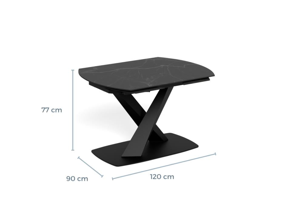 Morella Oval Extending Dining Table in Black Ceramic 120 To 180cm