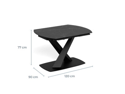 Morella Oval Extending Dining Table in Black Ceramic 120 To 180cm