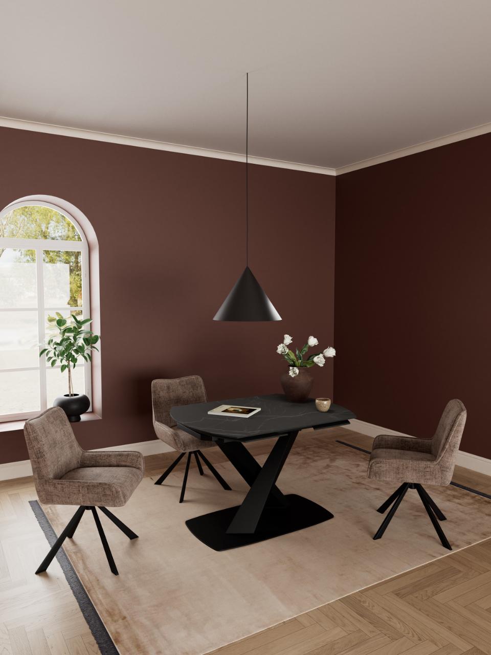 Morella Oval Extending Dining Table in Black Ceramic 120 To 180cm