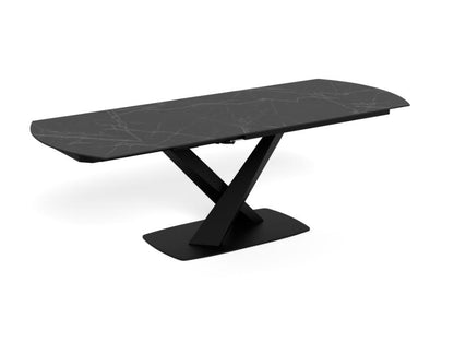 Morella Oval Extending Dining Table in Black Ceramic 160 To 240cm
