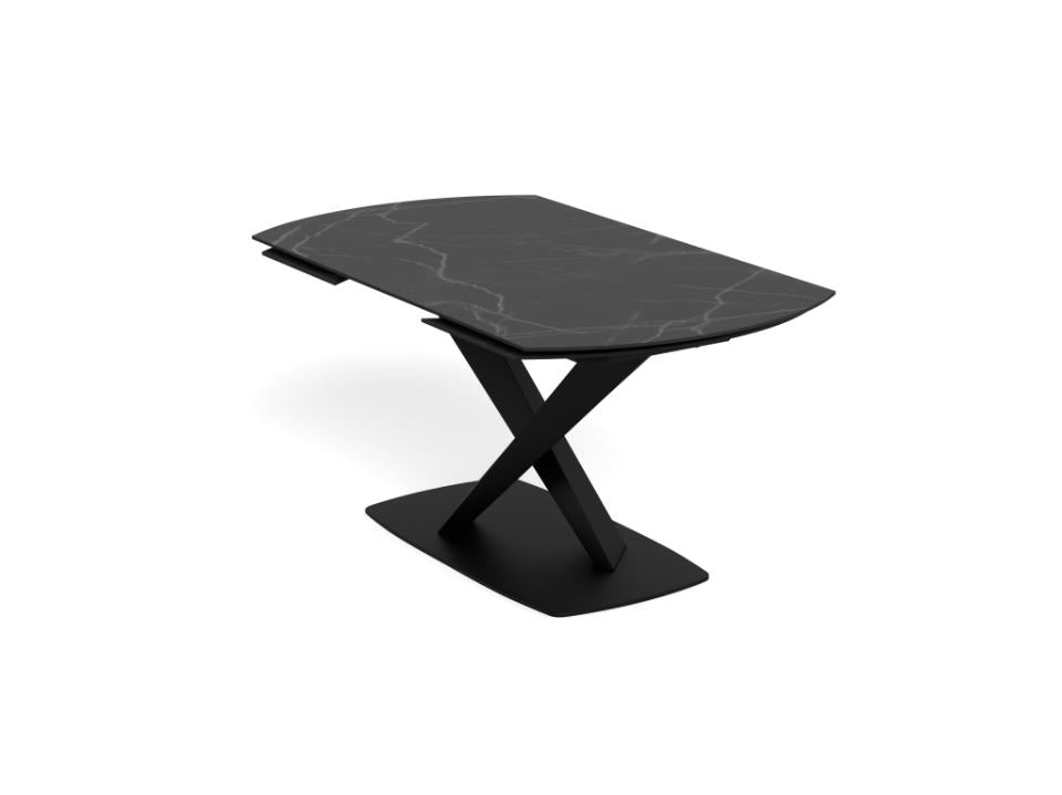 Morella Oval Extending Dining Table in Black Ceramic 160 To 240cm