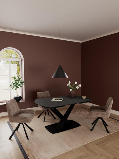 Morella Oval Extending Dining Table in Black Ceramic 160 To 240cm