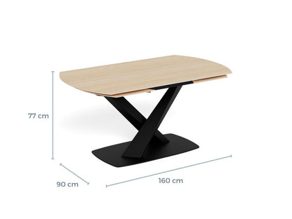 Morella Oval Extending Dining Table in Sand Ceramic 160 To 240cm