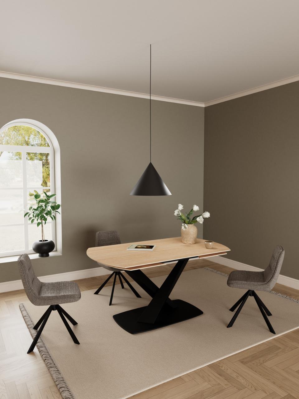 Morella Oval Extending Dining Table in Sand Ceramic 160 To 240cm