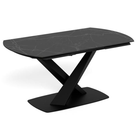 Morella Oval Extending Dining Table in Black Ceramic 160 To 240cm
