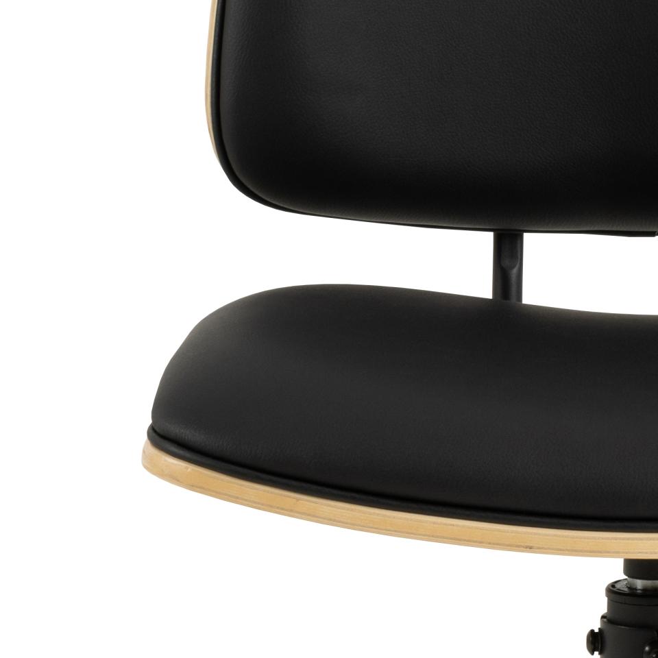 Owen Oak Swivel Dining Chair Set Of 2 Comfortable Black Leather Designer Chairs With Solid Metal Base