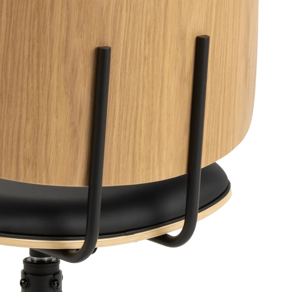 Owen Oak Swivel Dining Chair Set Of 2 Comfortable Black Leather Designer Chairs With Solid Metal Base