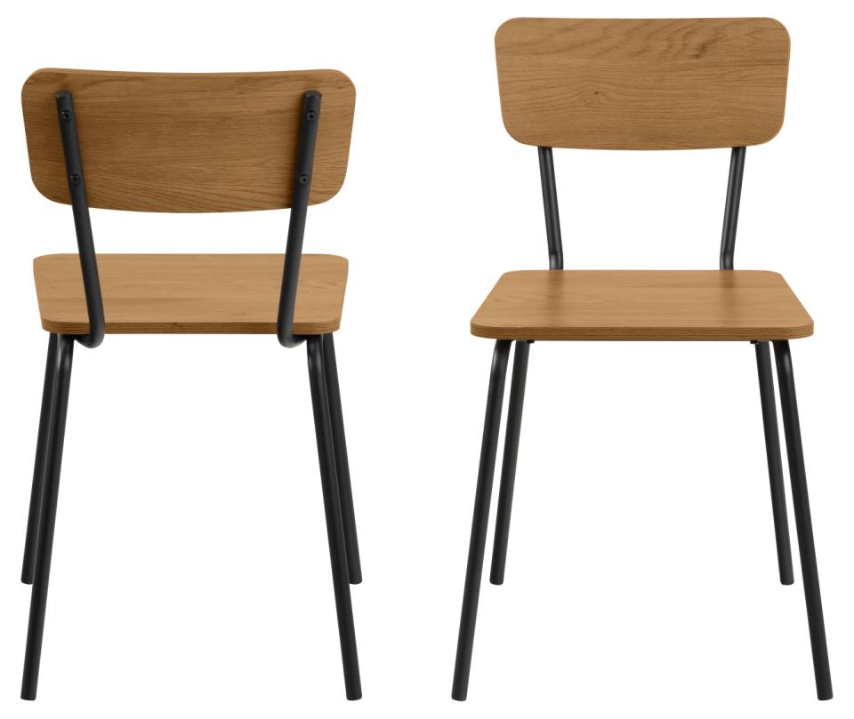 Peru Chene Oak Dining Chair Set Of 4 Comfortable Curved Wood Chairs With Solid Metal Base