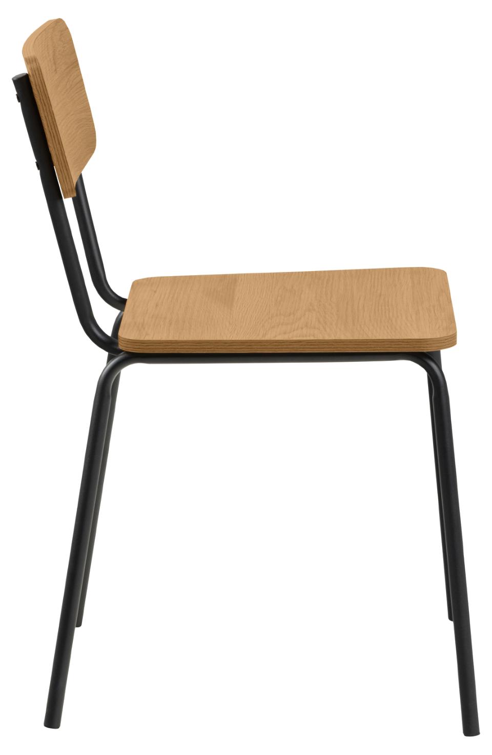 Peru Chene Oak Dining Chair Set Of 4 Comfortable Curved Wood Chairs With Solid Metal Base
