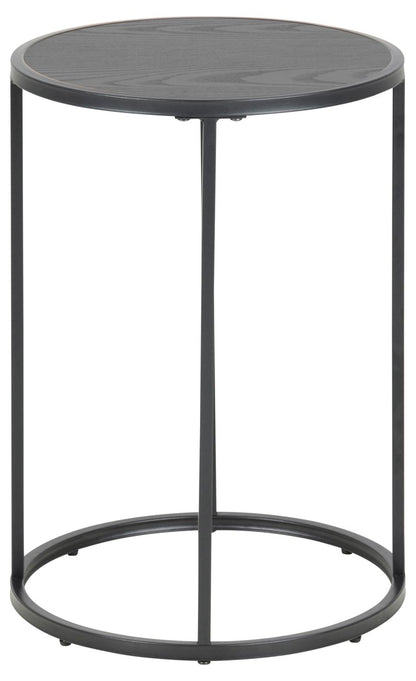 Seaford Side Table Black Rectangle Top And Metal Base 40cm