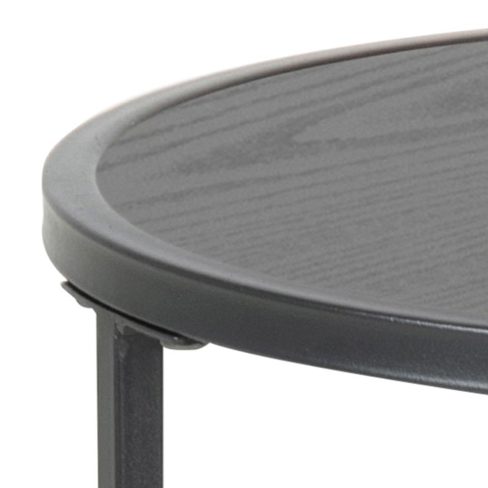 Seaford Side Table Black Rectangle Top And Metal Base 40cm