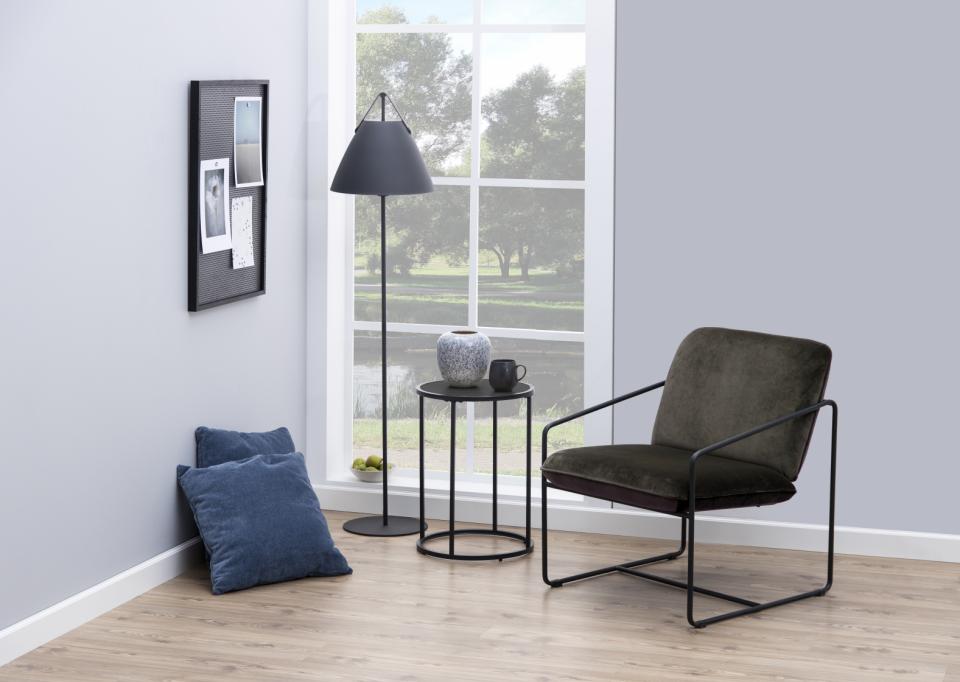 Seaford Side Table Black Rectangle Top And Metal Base 40cm