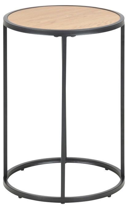 Seaford Side Table Brown Melamine Oak Rectangle Top And Metal Base 40cm