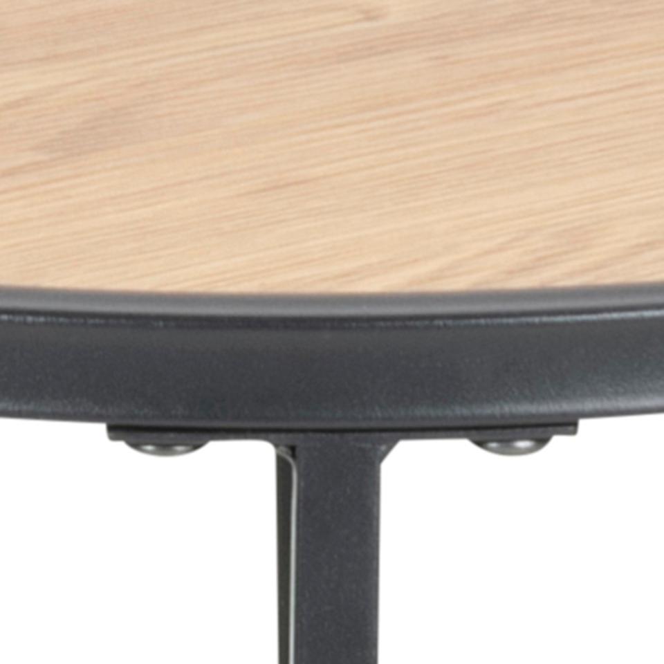 Seaford Side Table Brown Melamine Oak Rectangle Top And Metal Base 40cm