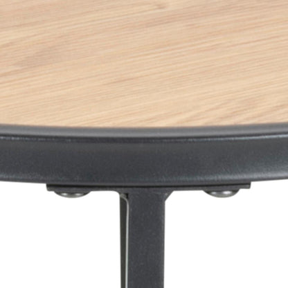 Seaford Side Table Brown Melamine Oak Rectangle Top And Metal Base 40cm