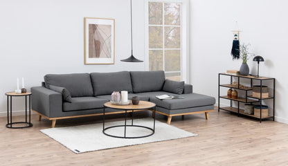 Seaford Side Table Brown Melamine Oak Rectangle Top And Metal Base 40cm