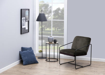 Seaford Side Table Brown Melamine Oak Rectangle Top And Metal Base 40cm