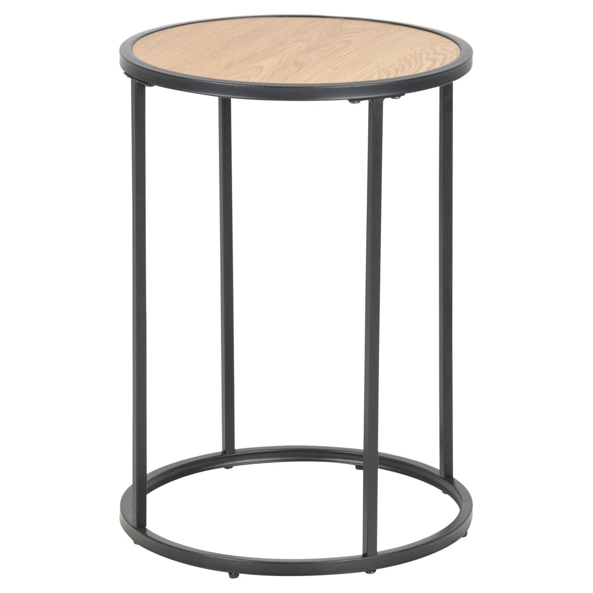 Seaford Side Table Brown Melamine Oak Rectangle Top And Metal Base 40cm