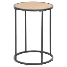 Load image into Gallery viewer, Seaford Side Table Brown Melamine Oak Rectangle Top And Metal Base 40cm
