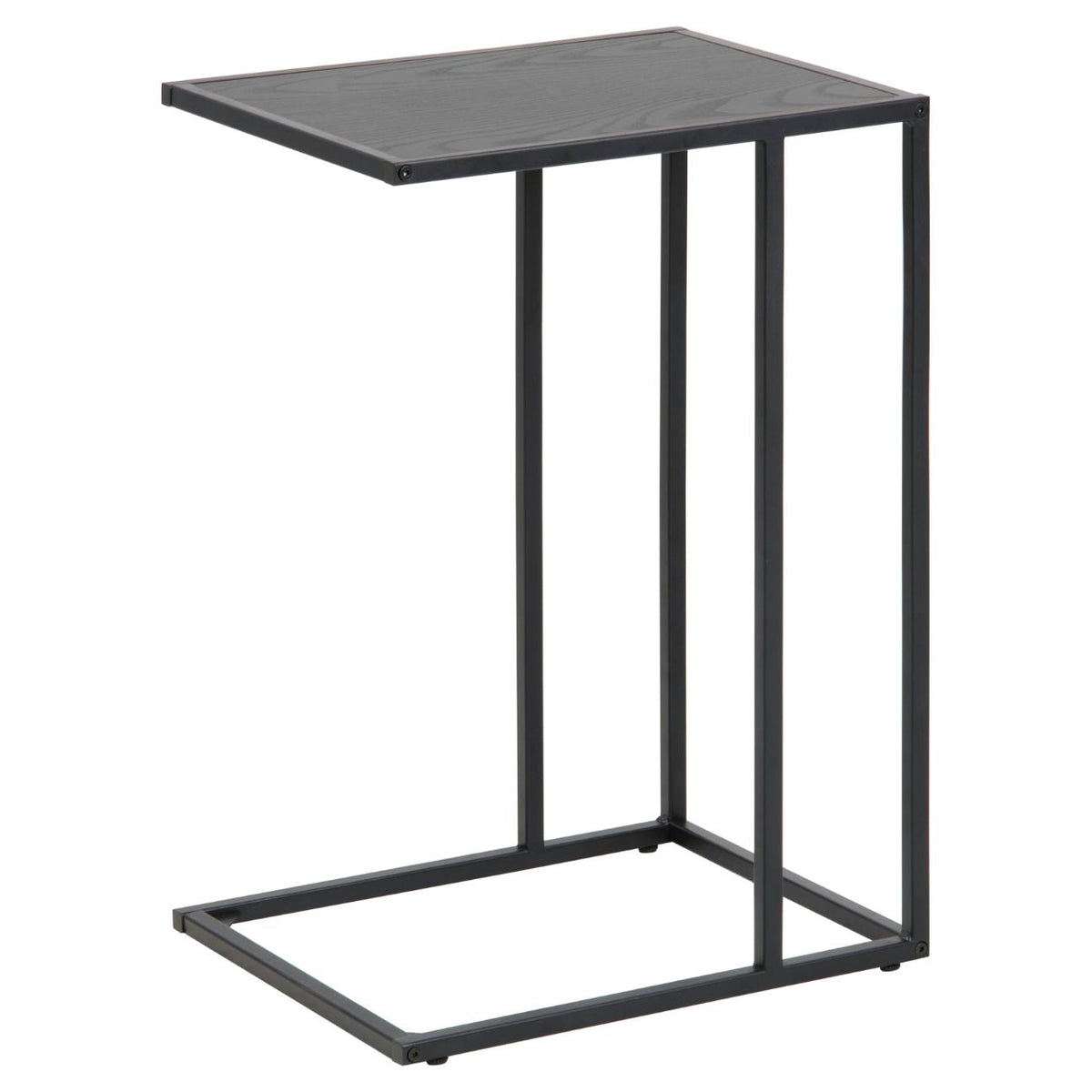 Seaford Over Arm C Shape Side Table With Black Top And Metal Base 43x35cm
