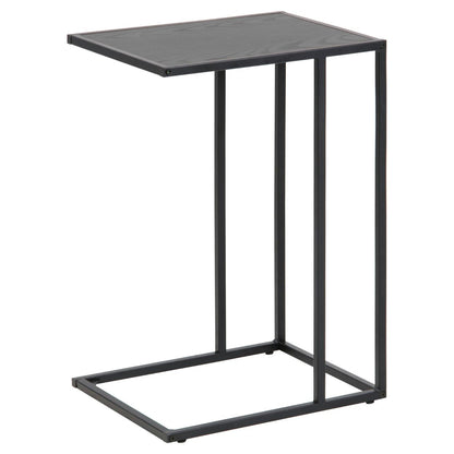 Seaford Over Arm C Shape Side Table With Black Top And Metal Base 43x35cm