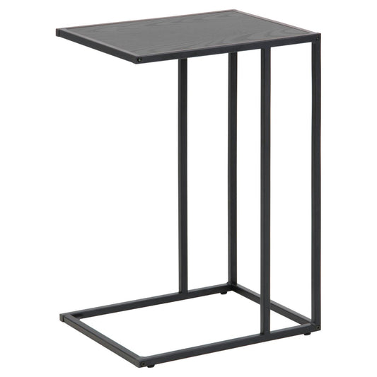 Seaford Over Arm C Shape Side Table With Black Top And Metal Base 43x35cm