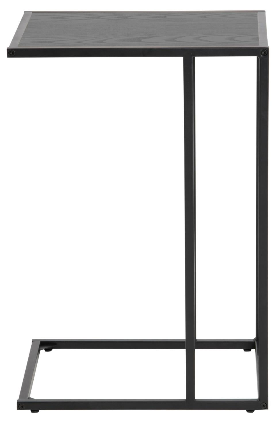 Seaford Over Arm C Shape Side Table With Black Top And Metal Base 43x35cm